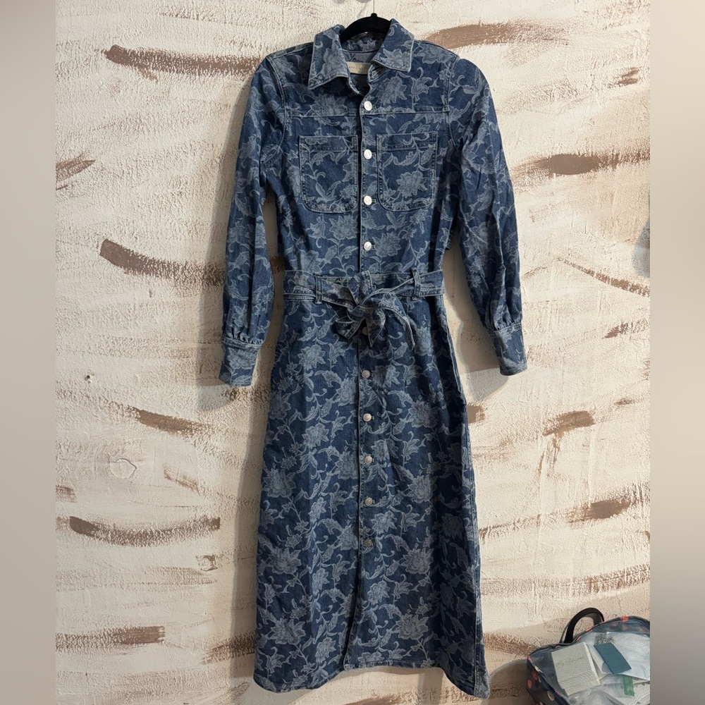 Happy Nature by Kate Hudson Jacquard Floral Denim Trench